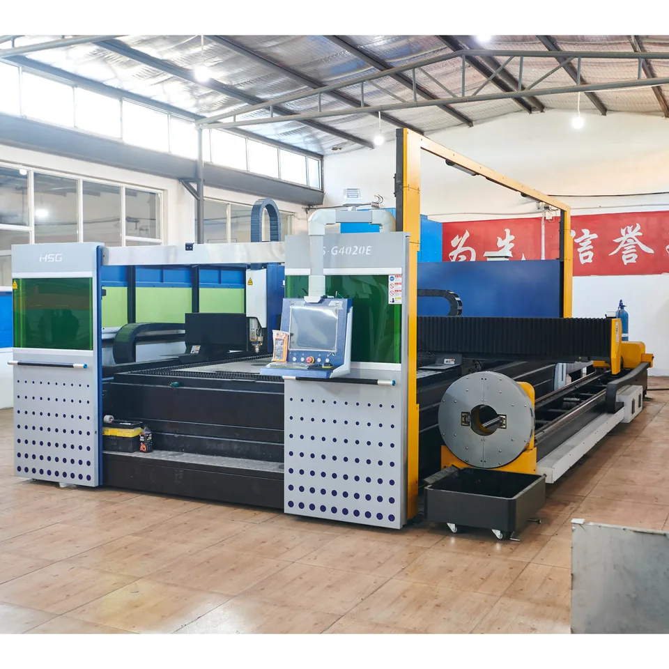 Industrial laser cutting equipment in the workshop